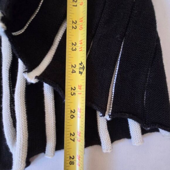 Shoreline Womens Black White Stripe Shawl Collar Cardigan Sweater Small/Medium - Picture 8 of 10